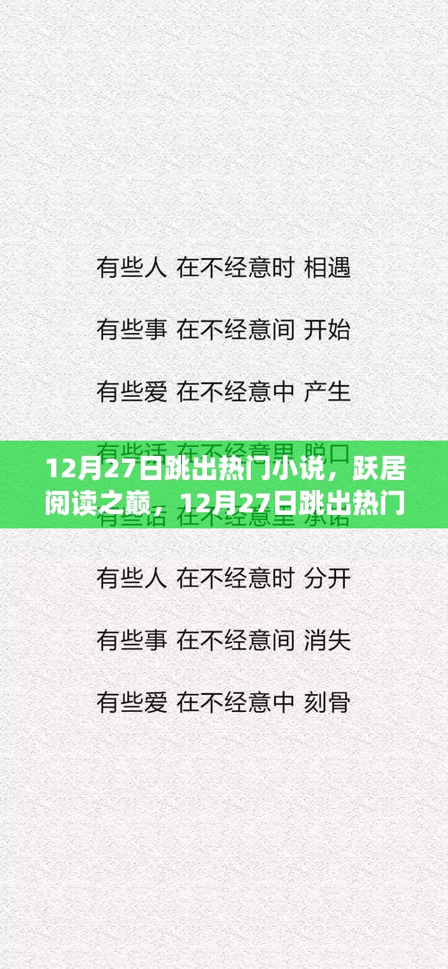 12月27日熱門小說躍居閱讀之巔，全面評(píng)測(cè)與介紹
