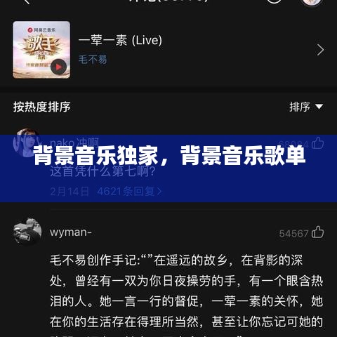 背景音樂獨(dú)家，背景音樂歌單 