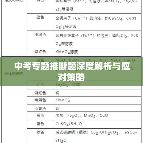中考專題推斷題深度解析與應(yīng)對策略
