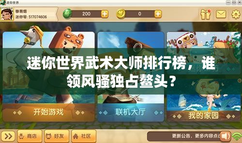 迷你世界武術(shù)大師排行榜，誰領(lǐng)風(fēng)騷獨占鰲頭？
