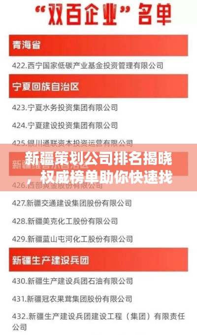 新疆策劃公司排名揭曉，權(quán)威榜單助你快速找到優(yōu)質(zhì)合作伙伴！