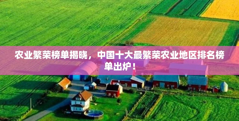 農(nóng)業(yè)繁榮榜單揭曉，中國十大最繁榮農(nóng)業(yè)地區(qū)排名榜單出爐！