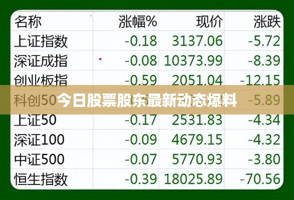 今日股票股東最新動(dòng)態(tài)爆料