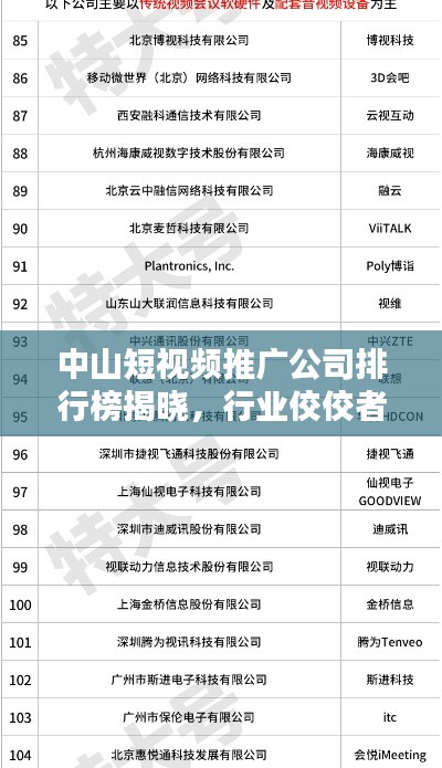 中山短視頻推廣公司排行榜揭曉，行業(yè)佼佼者一網(wǎng)打盡！